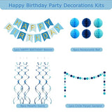 Blue Birthday Decorations Banner Honeycomb Balls Circle Garland Hanging Swirls