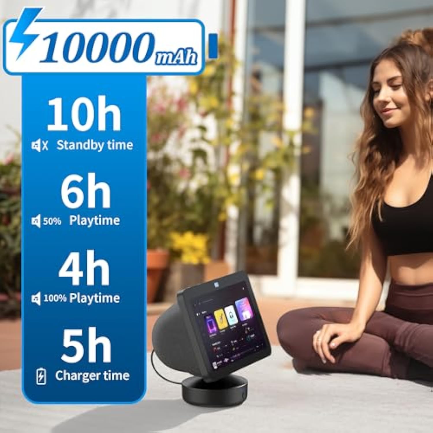 Battery Base For Show 8 (3Rd Gen) - 10000 Mah Portable Charger Stand, Tilt Function, Adjustable Charging Dock Station Compatible With Iphone Models & Sh?W 8 3Rd Generation (Black)