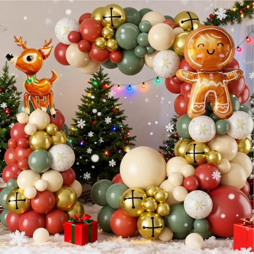 Christmas Balloon Arch for Retro Xmas Holiday Party Decorations