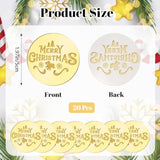 20Pcs Golden Cupcake Toppers Mirror Acrylic Merry Christmas Cake Signs Christmas Themed Cake Charm Round Cake Discs For Diy Decor Supplies