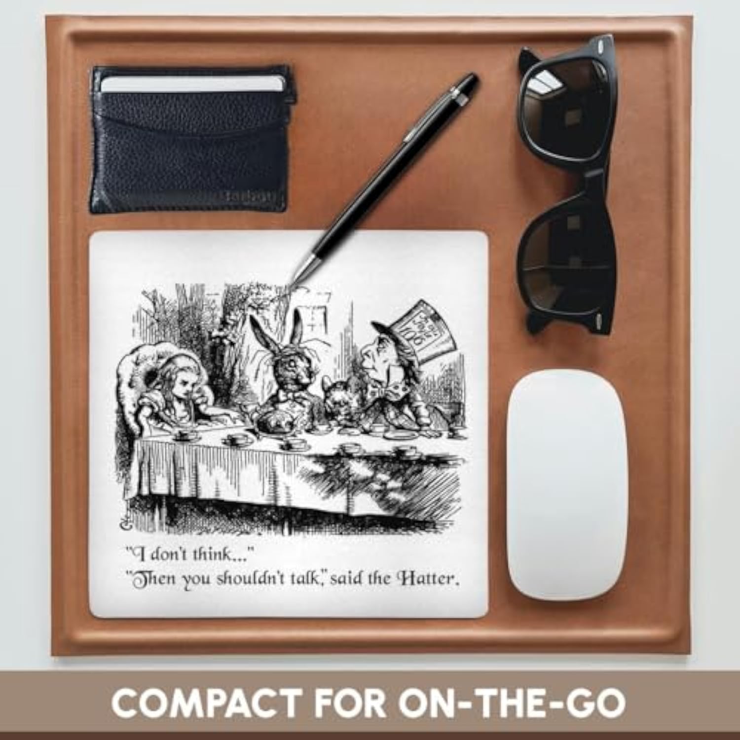 3dRose I Don't Think. Then You Shouldn't Talk Alice and Mad Hatter Quote Mouse Pad (mp_193787_1)