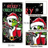 Merry Christmas Door Cover Jack Skellington Halloween Decoration Front Porch Banner Decor