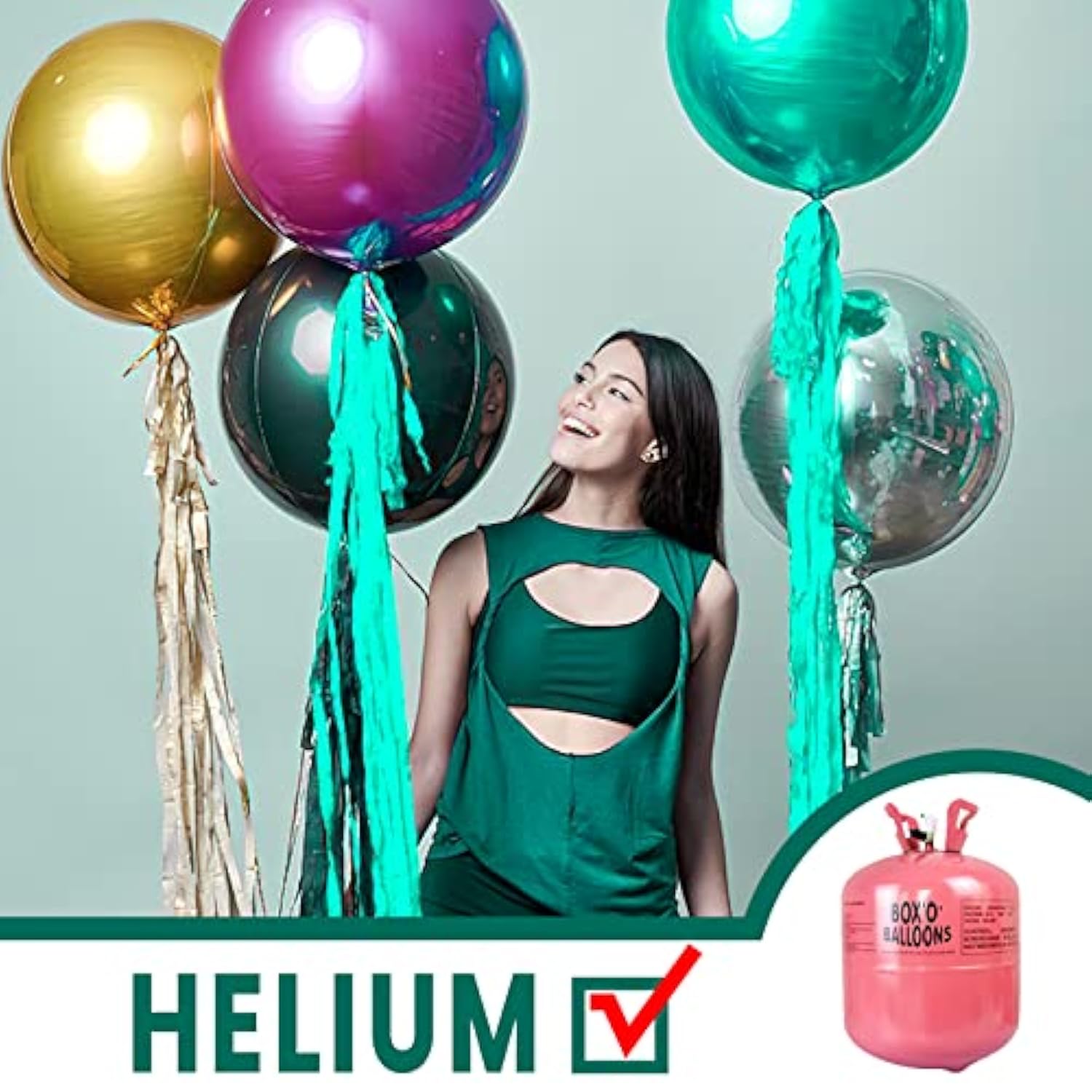 Dark Green Orbz Balloons: 22" Foil Party Decorations - 6 Pcs