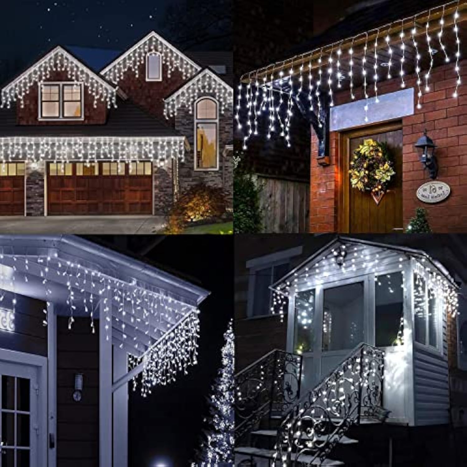 9.8Ft Icicle Lights Outdoor Halloween Lights Battery Powered, Christmas Curtain String Lights,Hanging Window Wall Ice Li