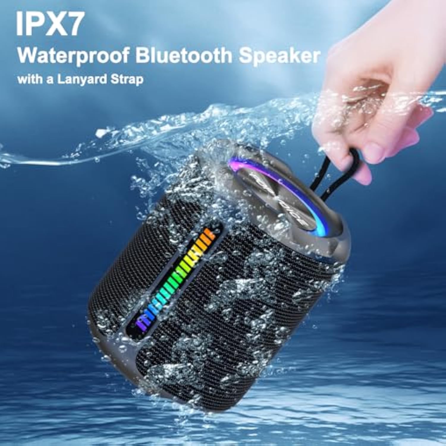 Portable Bluetooth Speakers Wireless, 50W Peak Stereo Sound, Ipx7 Waterproof Shower Speaker With Deep Bass, Rgb Light, Preset Eq, Tws, For Home/Camping/Party/Gifts, Bt 5.3 Speaker, Up To 24H