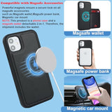 For Iphone 11 Case 2 In 1 Detachable Magnetic Wallet With Card Holder Magsafe Compatible Stand Phone Case Credit Card Slots Pu Leather For Women Men-Black