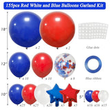 160 Pc Red, White, & Blue Balloon Garland Arch Kit w/ Stars 4th of July/Patriotic Decor