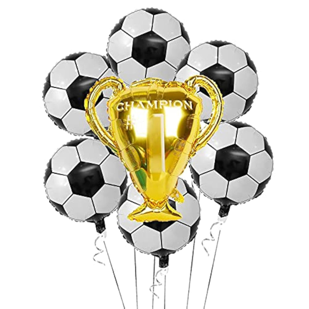 Soccer Party Balloons Set: Trophy & Foil Balloons (7 Pcs)