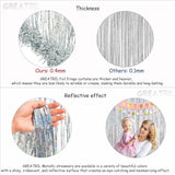 Silver Foil Fringe Tinsel Backdrop 2 Pack Metallic Streamers for Parties
