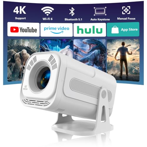 Mini Projector With Wifi And Bluetooth, Built-In App Smart Portable Projector 4K Support, Auto Keystone 180° Rotatable, Android 13 Os, Compatible With Smartphone/Laptop/Tv Stick/Hdmi/Usb