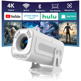 Mini Projector With Wifi And Bluetooth, Built-In App Smart Portable Projector 4K Support, Auto Keystone 180° Rotatable, Android 13 Os, Compatible With Smartphone/Laptop/Tv Stick/Hdmi/Usb