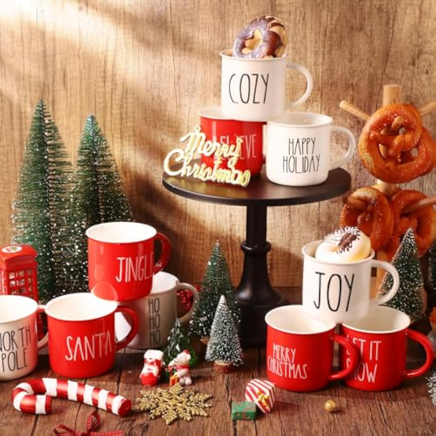 10 Pieces Christmas Coffee Mugs,Ceramic Winter Holiday Merry Christmas Hot Cocoa Mugs And Cups For Xmas Party Table Centerpieces Housewarming Gifts