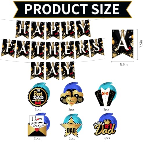 Father's Day Party Decorations Kit Happy Banner and Ceiling Hanging Swirls for Father's Day Party Supplies