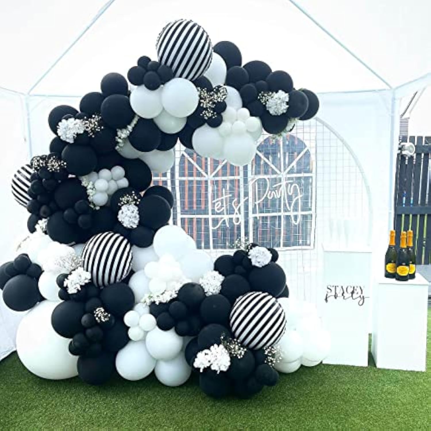 12-Pack 18" Black & White Striped Balloons  Party Decorations for Birthdays and Baby Showers