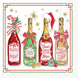 Christmas Holiday Napkins Rosanne Beck - Disposable 3-Ply Paper Party Napkin Pack, Cocktail Size 5" X 5", Christmas Bottles, 20-Count