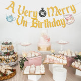 A Very Merry Unbirthday Banner – Gold Glitter Wonderland Party Decor