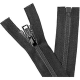 2Pcs 24 Inch #5 Black Separating Bottom Molded Zippers Plastic Teeth B