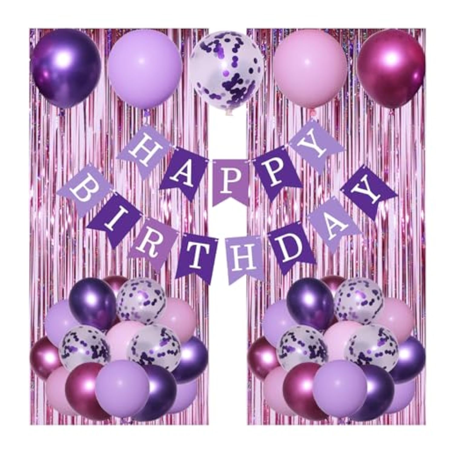 Purple Birthday Decorations Happy Birthday Banner Pink And Purple Balloons Purple Pink Birthday Party Decorations For Women Girls