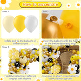 140 Pcs Bee Balloons Garland Kit,Yellow Black White Balloons With Bee Stickers Gold Confetti Daisy Foil Balloons For Honey Bee Birthday Baby Shower Spring Theme Party Decoration