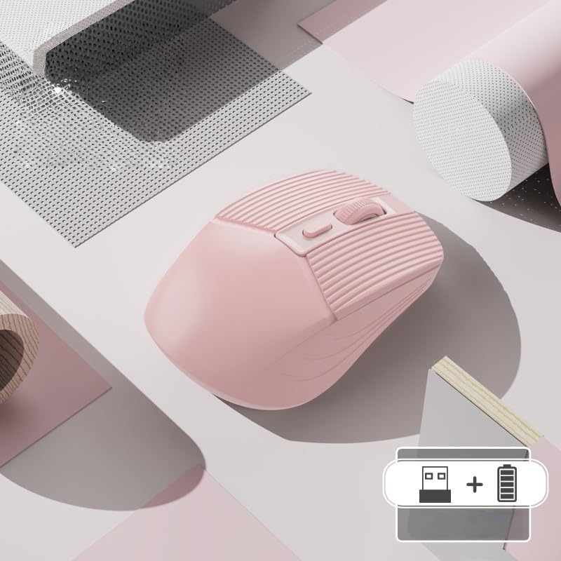 Ergonomic Bluetooth Mouse And Mouse Pad For Laptop, Pink