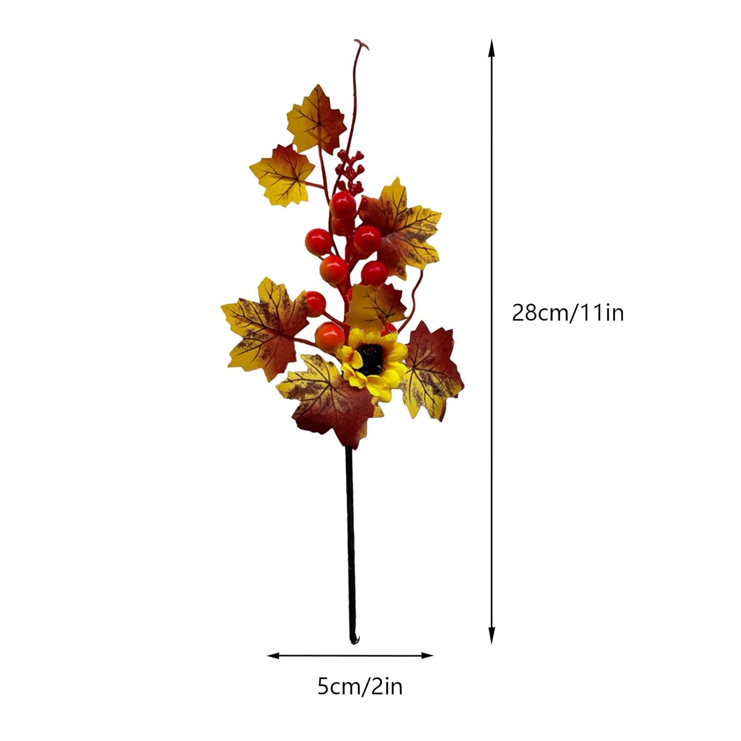 Hanture 6 Pcs Artificial Fall Berry Picks Fake Orange Pumpkin Stems Assorted Faux Maple Leaves Branches With Sunflower Pumpkin Autumn Floral Twigs Bouquet Thanksgiving Home Decor, B,D,F,A,C,E