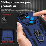 For Iphone 8 Plus / Iphone 7 Plus / Iphone 6 Plus Case With Camera Lens Cover Hd Screen Protector, 15 Ft Military Grade Drop Protection Magnetic Ring Holder Kickstand Protective Phone Case (Navy Blue)