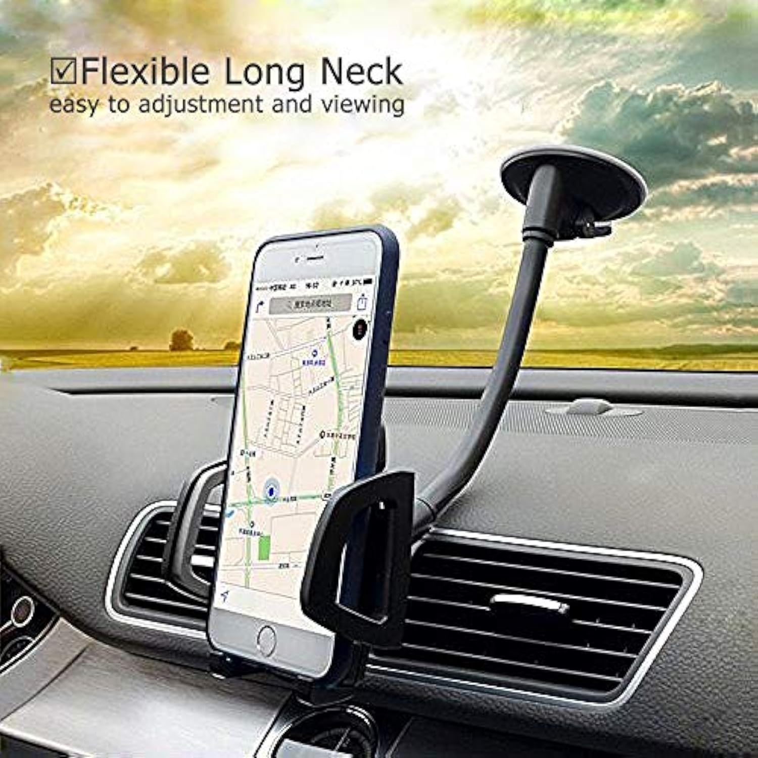 Car Phone Holder Mount, 3-In-1 Universal Cell Phone Holder Car Air Vent Holder Dashboard Mount Windshield Mount Fit For Iphone 16 15 14 13 Pro Max, Samsung S24 S23 Lg Sony And More