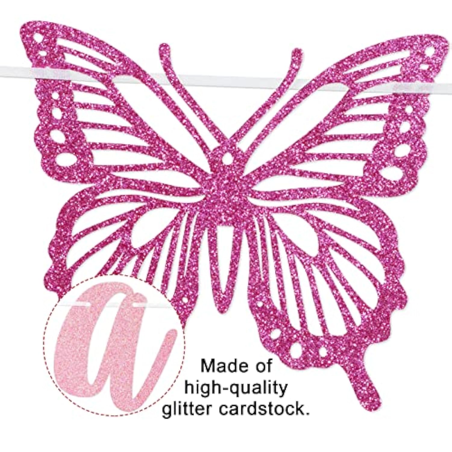 1pc Pink Butterfly "Welcome Baby Girl" Banner for Baby Shower Decoration