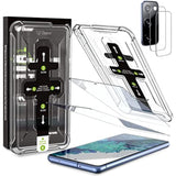 [2+2 Pack] Samsung Galaxy S20Fe Screen Protector, 9H Tempered Glass + 2 Pack Camera Lens Protector,Auto-Alignment Frame Easy Installation Bubble Free