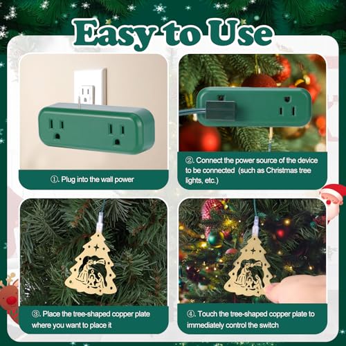 Touch Light Switch Christmas Tree Shaped Decoration Pendant Universal 3-Pin Socket Plug 118.1In Cord Total Power 120V 10A 1200Wsmart Touch Switch For Indoor Home Appliances Christmas Light String