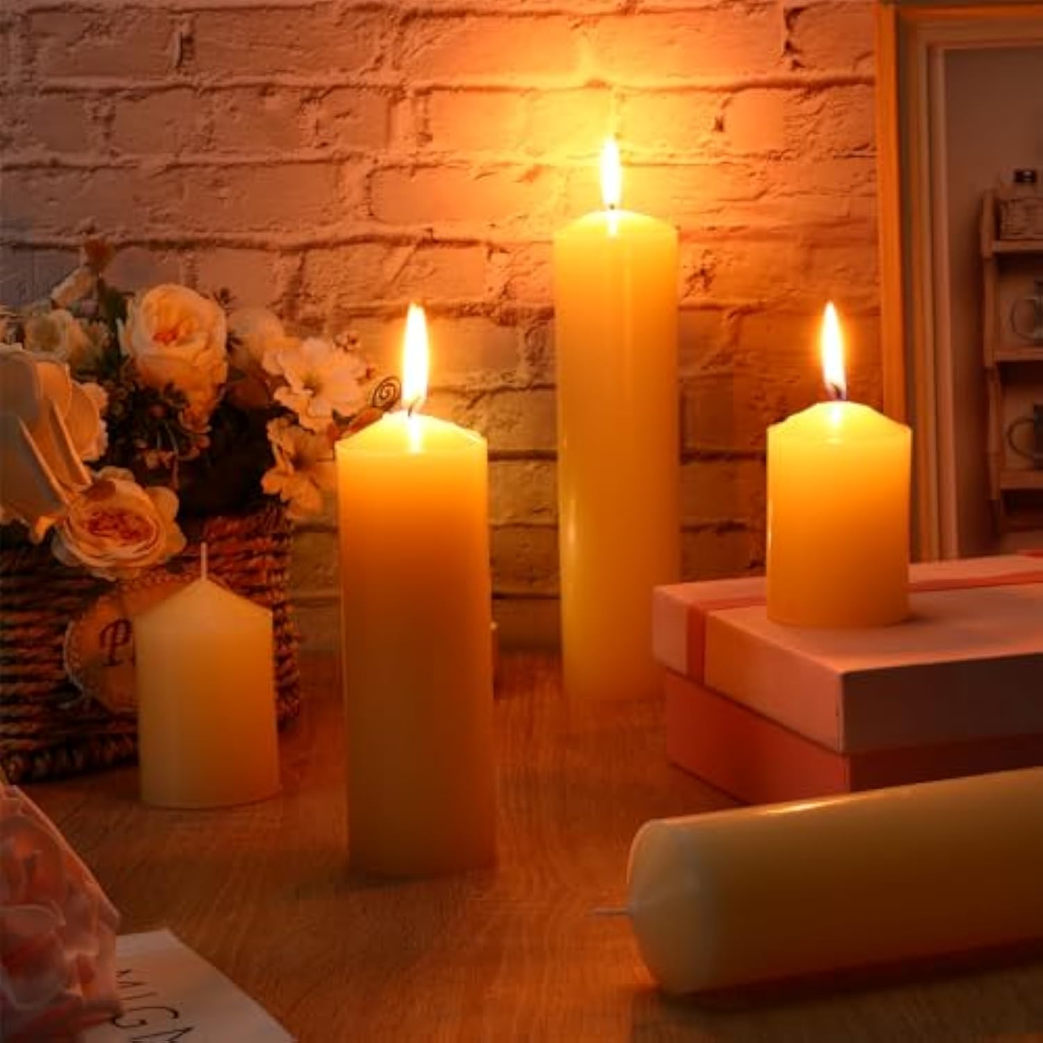 36 Pcs Pillar Candles Bulk Set Of 3 Long Burning Wax Pillar Candles 2 In X 3, 6, 8 Inch Dripless Unscented Smokeless For Wedding Party Spa Lantern Fireplace Home(Ivory White)