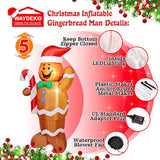 Christmas Inflatable Gingerbread Man Yard Decoration Lighted Blow Up Christmas Garden Lawn Decor 5 Feet (01- Gingerbread