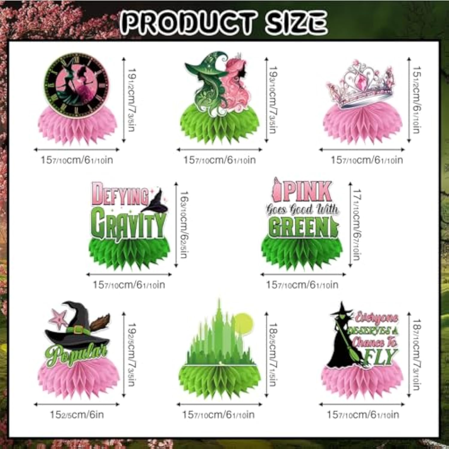 Witch Theme Party Decorations, 8Pcs Pink And Green Party Honeycomb Centerpieces, Witch Table Centerpieces Party Supplies, Movie Birthday Party Decorations For Kids