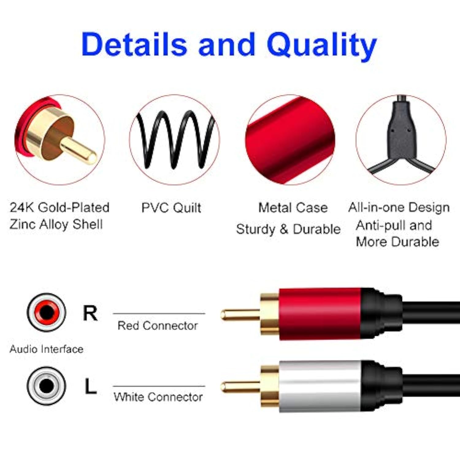 2Rca Male To 2Rca Male Stereo Audio Cable 25 Ft,Dual Shielded Gold-Plated Rca