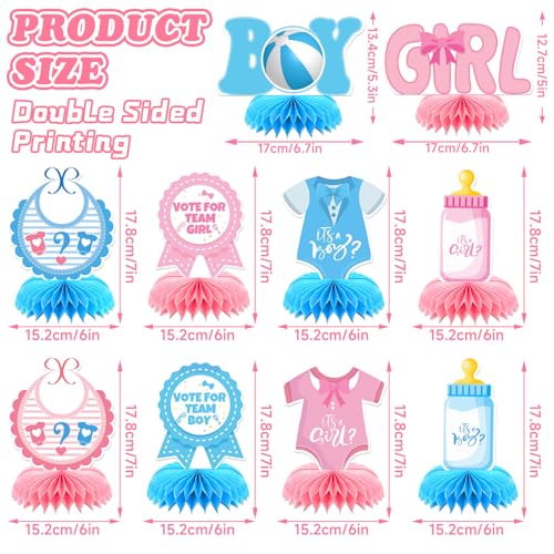 10 Pcs Baby Gender Reveal Decorations, Gender Reveal Table Decorations Baby Gender Reveal Honeycomb Table Centerpieces Gender Reveal Table Centerpieces Blue and Pink Gender Reveal Decorations