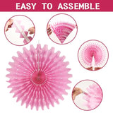 11Pcs Hanging Paper Fans Decorations Pink Black Birthday Party Decorations For Girls Sweet 16 18 21St Birthday Bridal Shower Wedding Bachelorette Galentine'S Party Decor Supplies