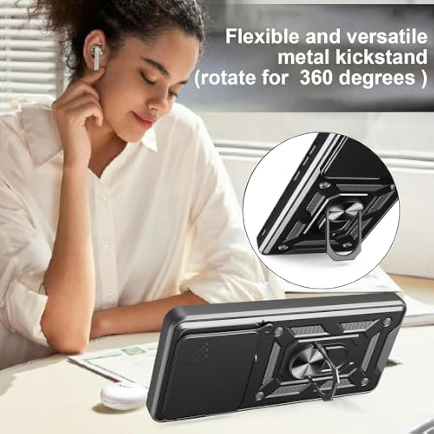 Compatible With Zte Blade A35 4G Z2453 Case [With Tempered Glass Screen Protector] Compatible For Zte Blade A55 Z2450 Phone Case Cover Black