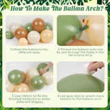 138Pcs Safari Balloon Garland Arch Kit With Dark Green Sage Green Brown Sand White Nude Gold Balloons Leaves For Jungle Safari Birthday Baby Shower Decorations
