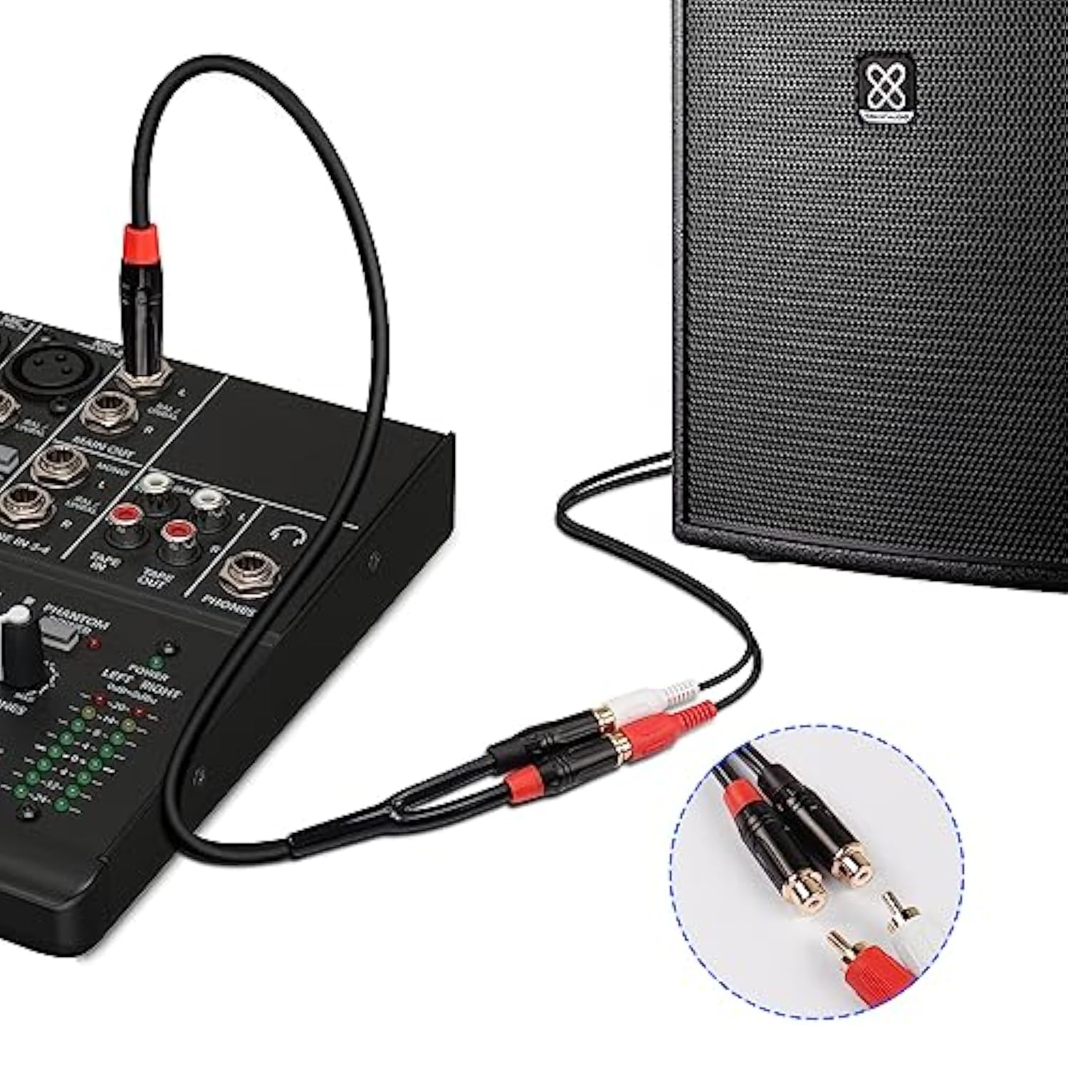 1/4Inch 6.35Mm Mono To Rca Splitter Cable,Heavy Duty Alloy Shell Joint 6.35Mm