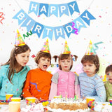 Blue Happy Birthday Banner Decoration, Happy Birthday Banner Sign Garland Wall Door Flag For Nautical Theme Diy Party Nursery Hanging Decoration