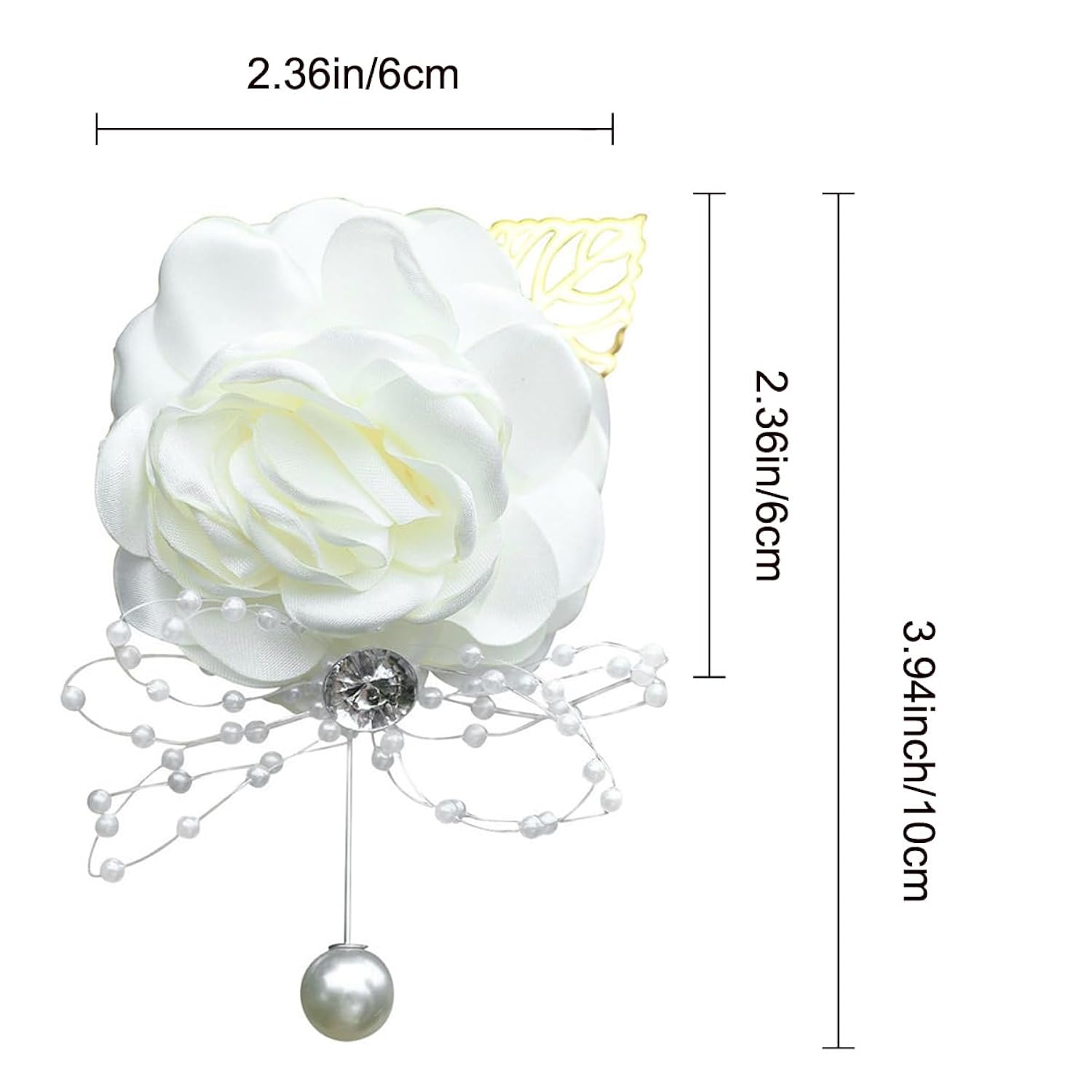 2 Pack Handmade Silk Rose Wrist Corsage Wristlet Band Bracelet And Men Boutonniere Set For Wedding Party Prom Homecoming Decorations (Ivory)