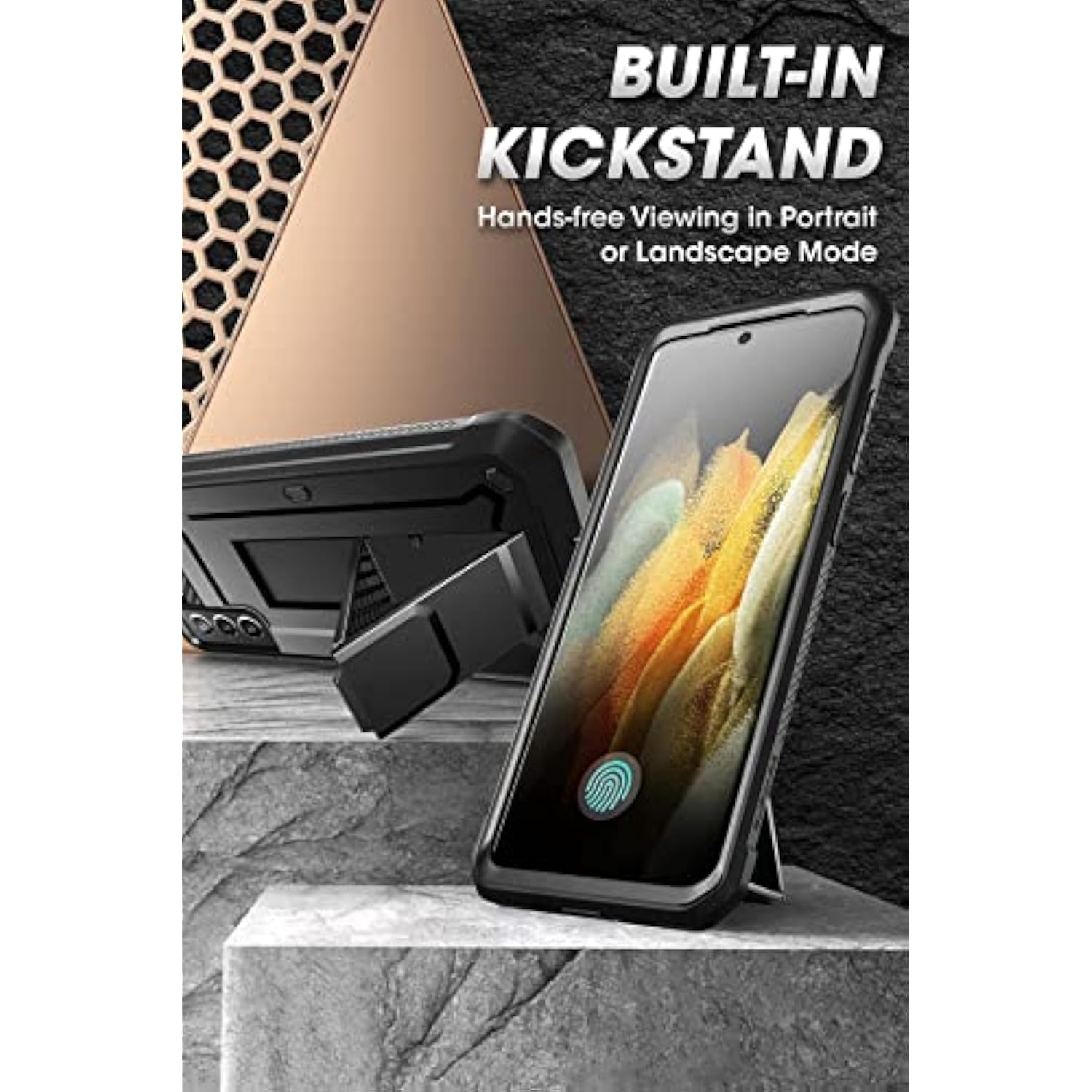 SUPCASE Unicorn Beetle Pro Series Case Designed for Samsung Galaxy S21 FE 5G (2022 Release), Full-Body Dual Layer Rugged Holster & Kickstand Case With Built-in Screen Protector (Black)