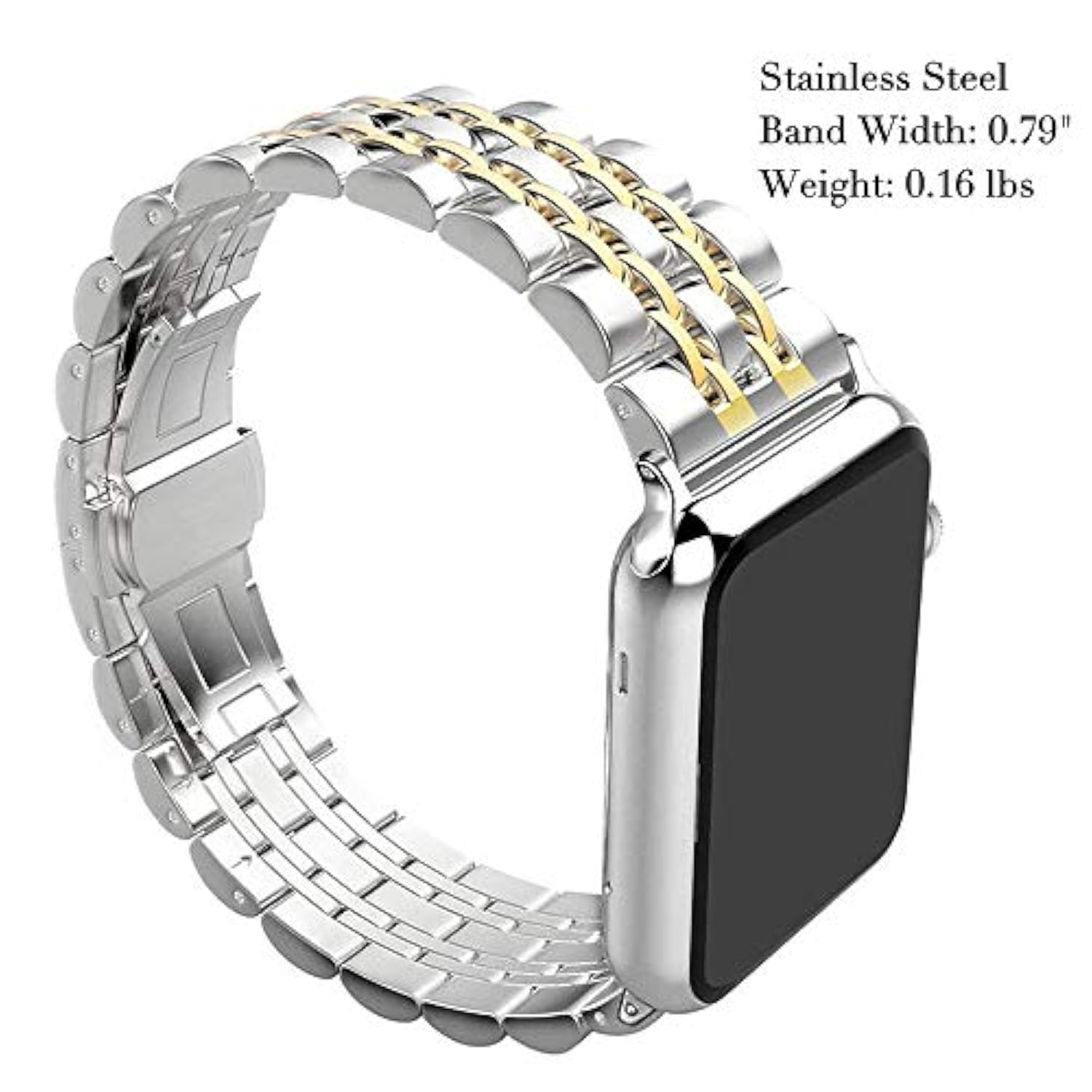 Bands Replacement For Apple Watch 38Mm Series 3 2 1 40Mm Series 6 5 4 Se 41Mm Series 7 8 9, Stainless Steel Iwatch Iphone Watch Bracelet 2 Tones For Men Women(38Mm/40Mm/41Mm, Silver/Gold)