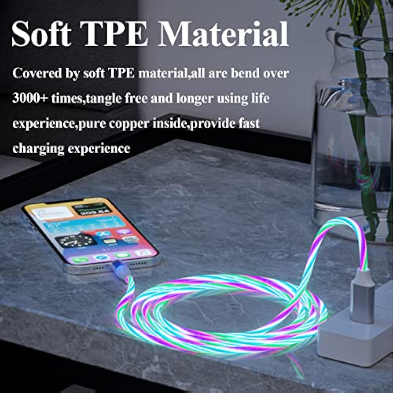 3 In 1 Magnetic Light Up Charging Cable 360 Rotating Led Phone Charger Multi Charging Cable Led Flowing Fast Charging Cord Compatible With Most Cell Phones(3.3Ft Colorful)