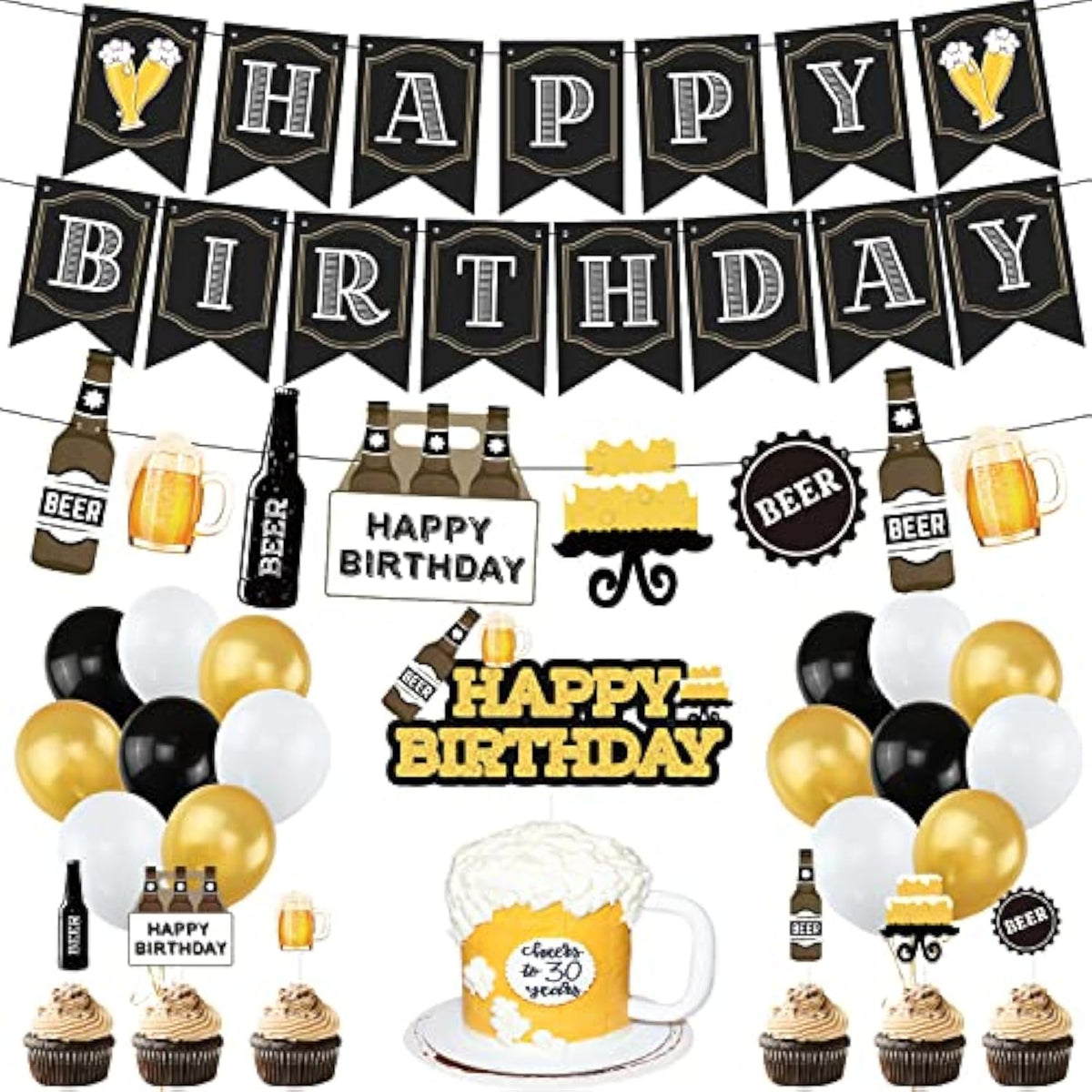 Beer Birthday Party Decorations, Cheers And Beers Happy Birthday Party
