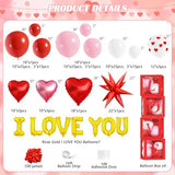 Valentines Day Balloon Arch Kit, Valentines Day Party Decorations with Pink White Red Heart I LOVE YOU Balloons XOXO LOVE Boxes for Bachelorette Engagement Birthday Girls Galentines