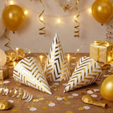 10 Pack Gold Party Hats For Adults And Kids, Birthday Party Hats Bulk With Adjustable Elastic String, Diy Paper Cones 7.9 Inch, Metallic Foil Wave Pattern For Men Women Pets New Years Eve Props