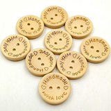 100 Pcs Wooden Buttons Handmade With Love Round Sewing Button 2 Holes