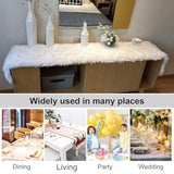 Christmas Table Runner,Faux Fur Table Runner,White Fur Table Runners Decoration For Xmas Wedding Birthday Friendsgiving Party Winter Dining Table(11.8 X 23.6 Inch)