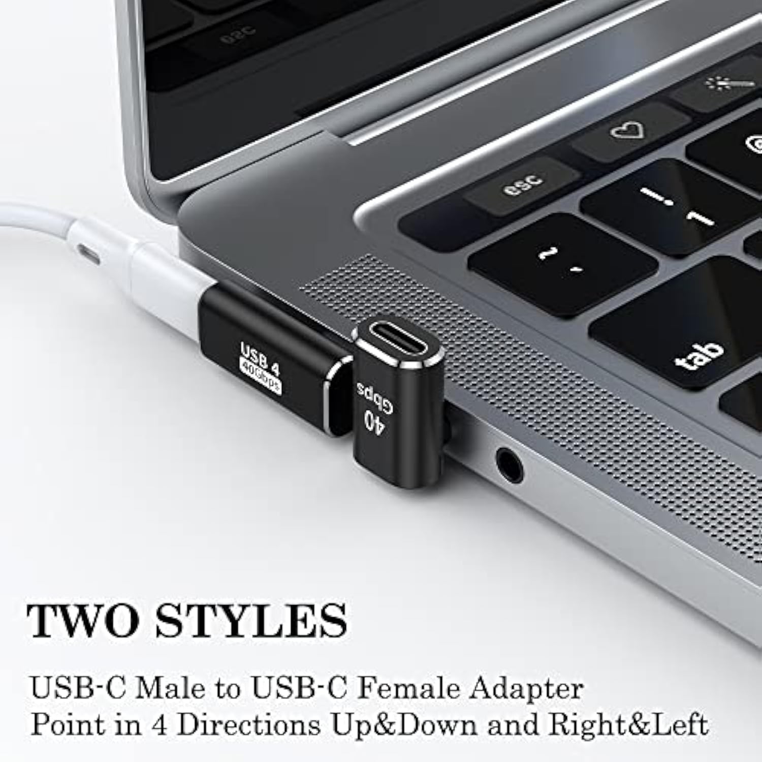 Usb C 90 Degree Adapter (Two Styles), 100W Usb C Male To Usb C Female Right An